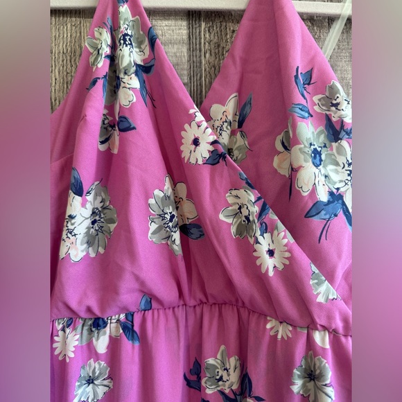 Pink Lily Infinite Love Purple Floral Maxi Wrap Dress Size Small - Picture 8 of 12
